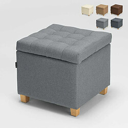 Ahd Amazing Home Design Pouf de rangement avec coussins recouvert de tissu Coffree matelassé, Couleur: Gris