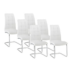 Vente-Unique Lot de 6 chaises NADYA - Simili - Blanc