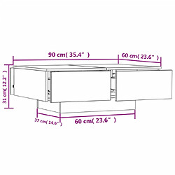 vidaXL Table basse chêne sonoma 90x60x31 cm bois d'ingénierie pas cher