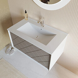 Kiamami Valentina MEUBLE LAVABO 80CM AVEC TIROIR GRIS CENDRÉ ET MIROIR ROND | MIAMI