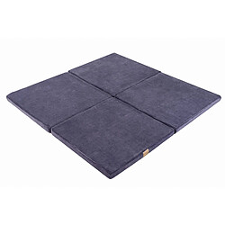 MeowBaby Tapis de Jeu pour Enfants, Carré 120x120cm, Velours, Gris Bleu