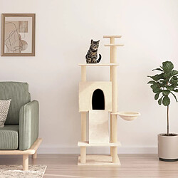 vidaXL Arbre à chat avec griffoirs en sisal Crème 153 cm