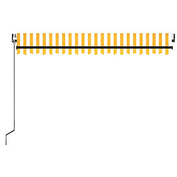 Avis vidaXL Auvent automatique capteur de vent LED 450x350cm Jaune et blanc