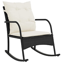 vidaXL Chaise à bascule de jardin avec coussins noir résine tressée