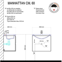 Kiamami Valentina MEUBLE DE SALLE DE BAINS SUSPENDU MANHATTAN 60 cm BOIS BLANCHI pas cher