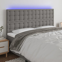 vidaXL Tête de lit à LED Gris foncé 200x5x118/128 cm Tissu