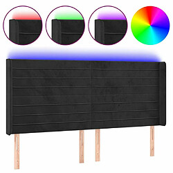 Maison Chic Tête de lit scandinave à LED,meuble de chambre Noir 203x16x118/128 cm Velours -MN35493