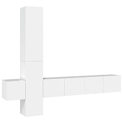 Maison Chic Ensemble de meubles TV 5 pcs | Banc TV Moderne pour salon | Meuble de Rangement - Blanc Bois d'ingénierie -MN85773