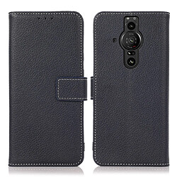 Etui en PU texture litchi bleu pour votre Sony Xperia Pro-I