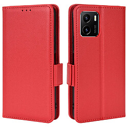 Etui en PU tissu antichoc, magnétique, texture litchi avec support, rouge pour votre Vivo Y15A/Y15s 2021