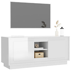 Acheter Maison Chic Meuble TV scandinave - Banc TV pour salon blanc brillant 102x35x45 cm bois d'ingénierie -MN64924