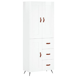 vidaXL Buffet haut Blanc brillant 69,5x34x180 cm Bois d'ingénierie