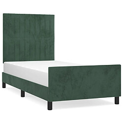 vidaXL Cadre de lit sans matelas vert foncé 100x200 cm velours