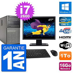 PC Tour Dell 390 MT Ecran 27" i7-2600 RAM 16Go Disque 1To HDMI Windows 10 Wifi - Occasion