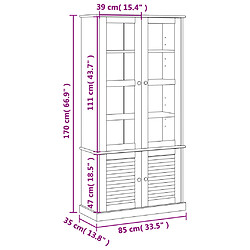 vidaXL Vitrine en verre VIGO 85x35x170 cm bois massif de pin pas cher