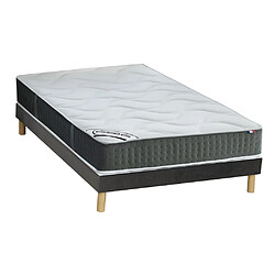 Vente-Unique Ensemble 160 x 200 cm sommier velours + matelas ressorts ensachés 7 zones et mémoire de forme ép.25cm - TIAMAT de DREAMEA