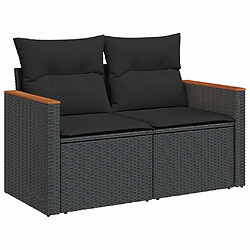 Acheter vidaXL Salon de jardin 6 pcs avec coussins noir résine tressée