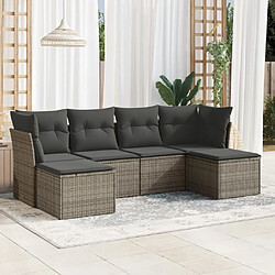 Maison Chic Salon de jardin 6 pcs avec coussins | Ensemble de Table et chaises | Mobilier d'Extérieur gris résine tressée -GKD52657