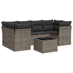 Maison Chic Salon de jardin avec coussins 7 pcs | Ensemble de Table et chaises | Mobilier d'Extérieur gris résine tressée -GKD15392