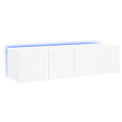 vidaXL Meubles TV muraux avec lumières LED 2 pcs blanc 60x35x31 cm