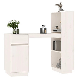 Avis vidaXL Bureau Blanc 110x53x117 cm Bois massif de pin