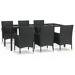 Salle à dîner de jardin 7 pcs,Table et chaise à manger Noir Résine tressée -MN54128