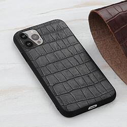 Coque en TPU + cuir véritable anti-rayures en peau de crocodile noir pour votre Apple iPhone 13 Pro Max 6.7 pouces