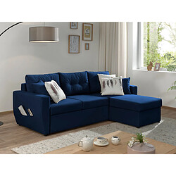 Bestmobilier Astoria - canapé d'angle réversible - convertible avec coffre - style contemporain- 4 places Astoria - canapé d'angle réversible - convertible avec coffre - style contemporain- 4 places - Bleu marine