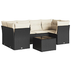 Maison Chic Salon de jardin 7 pcs avec coussins | Ensemble de Table et chaises | Mobilier d'Extérieur noir résine tressée -GKD86011