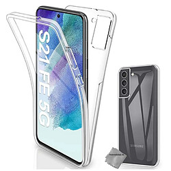 Htdmobiles Coque silicone gel fine 360 integrale (avant et arriere) pour Samsung Galaxy S21 FE 5G + film ecran - TRANSPARENT