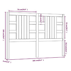 vidaXL Tête de lit Marron miel 166x4x100 cm Bois massif de pin pas cher