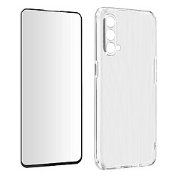 Avizar Coque OnePlus Nord CE 5G Silicone Souple Verre Trempé 9H Transparent Noir