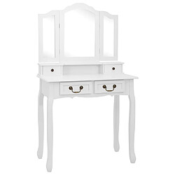 Helloshop26 Ensemble de coiffeuse avec tabouret 80 x 69 x 141cm blanc 02_0006222