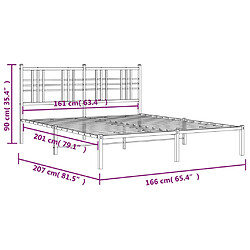 Vidaxl Cadre de lit métal avec tête de lit blanc 160x200 cm pas cher