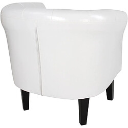 Helloshop26 Fauteuil chesterfield avec repose pied en synthétique avec éléments décoratifs touffetés chaise cabriolet tabouret pouf meuble de salon blanc 01_0000109