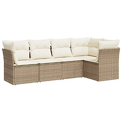 Maison Chic Salon de jardin avec coussins 5 pcs | Ensemble de Table et chaises | Mobilier d'Extérieur beige résine tressée -GKD88358