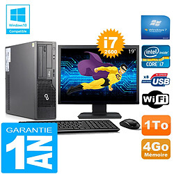 PC Fujitsu Esprimo E500 E85+ SFF Core I7-2600 4Go Disque 1 To Wifi W7 Ecran 19" - Occasion