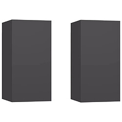 Maison Chic Meubles TV 2 pcs | Banc TV Moderne pour salon | Meuble de Rangement Gris 30,5x30x60 cm Aggloméré -MN61797