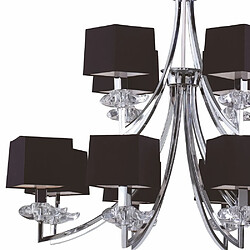 Acheter Luminaire Center Suspension Akira 2 Tier 12 Ampoules E14, chrome poli avec Abat jour noirs