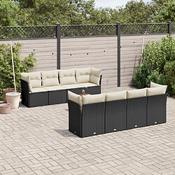 Maison Chic Ensemble Tables et chaises d'extérieur 9 pcs avec coussins,Salon de jardin noir résine tressée -GKD634359