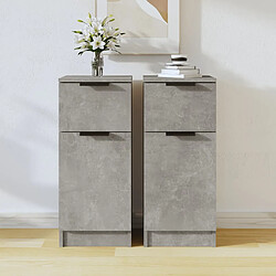 Maison Chic Lot de 2 Commode Buffet - Meuble de rangements Gris béton 30x30x70 cm Bois d'ingénierie -GKD77708