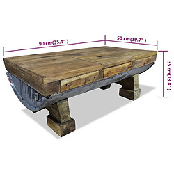 vidaXL Table basse bois de récupération mélangé 90x50x35 cm pas cher