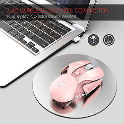 Yonis Souris Sans Fil Silencieuse Rechargeable Rose