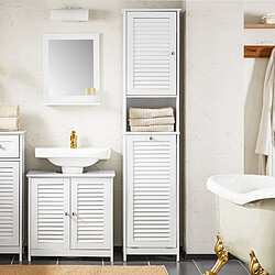 SoBuy BZR124-W Meuble Colonne de Salle de Bain, Placard Armoire Toilette Haute, avec 1 Porte, 1 Tiroir et 1 Panier à Linge Amovible