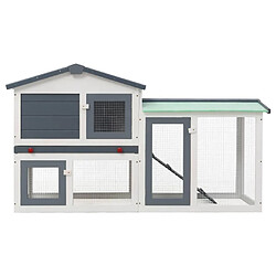 Avis Helloshop26 Clapier large d'extérieur 145 x 45 x 85 cm bois gris et blanc 02_0000604