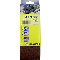 Bande abrasive SB 3 unités 75x 533mm K 80 Klingspor