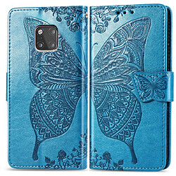 Wewoo Housse Coque Étui en cuir à rabat horizontal Butterfly Love Flowers pour Huawei Mate 20 Proavec porte-cartes et porte-cartesavec porte-monnaie Bleu