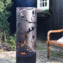 Fancy Flames Brasero cylindre découpe laser 39 x 117 cm Découpe oiseaux.