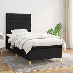 vidaXL Sommier à lattes de lit avec matelas Noir 90x190 cm Tissu