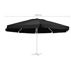 Avis vidaXL Tissu de remplacement pour parasol d'extérieur Noir 600 cm